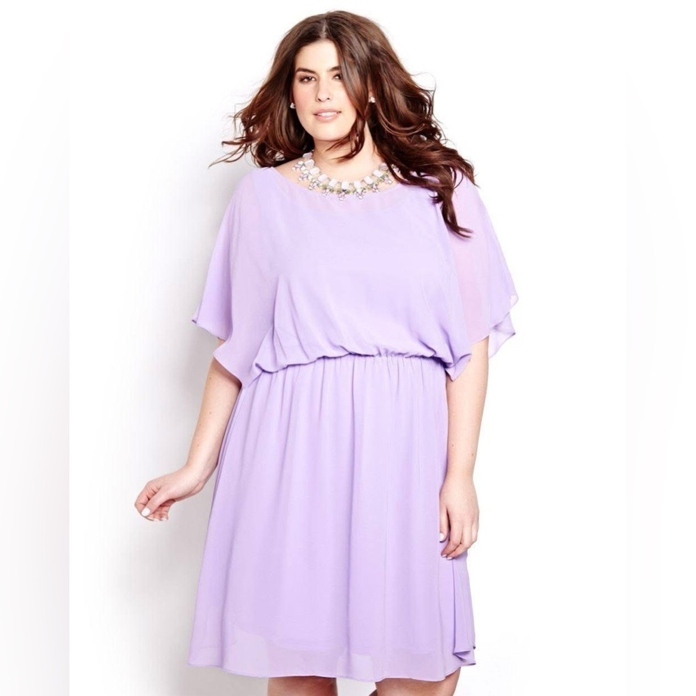 Addition Elle New Noir Lilac Chiffon Dress Size 22 NWT Cocktail Wedding Guest